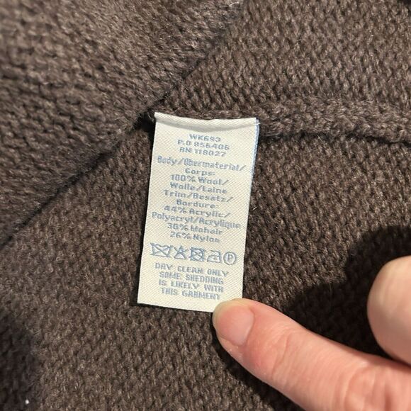 Boden Womens Wool Knit Cardigan Sweater 8 Brown Pockets Buttons Faux Fur - Picture 10 of 11